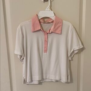 alice + olivia cropped polo shirt size medium